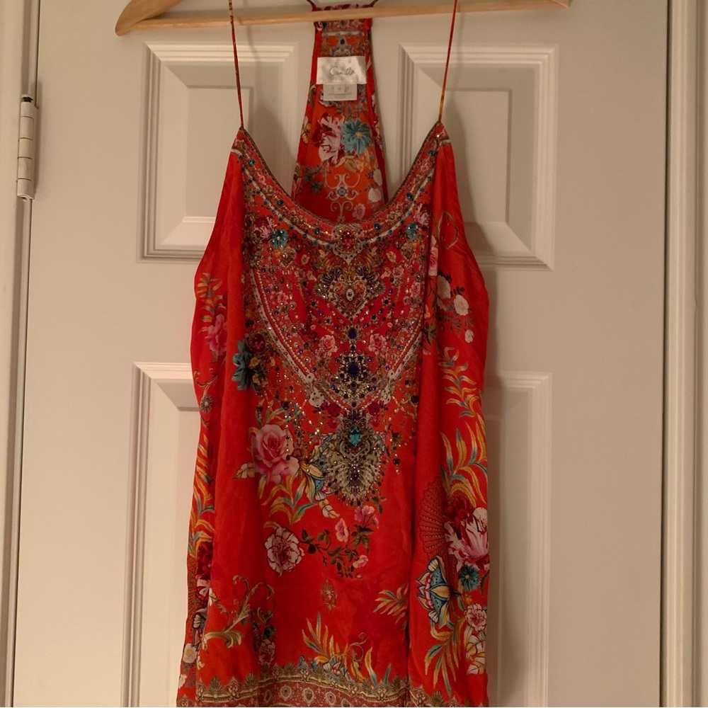 Camille T Back Chrystal beaded  SILK  tank - Picture 4 of 13